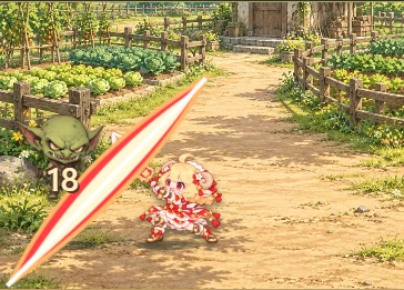 Polka launching an enemy with a sweeping Power Strike